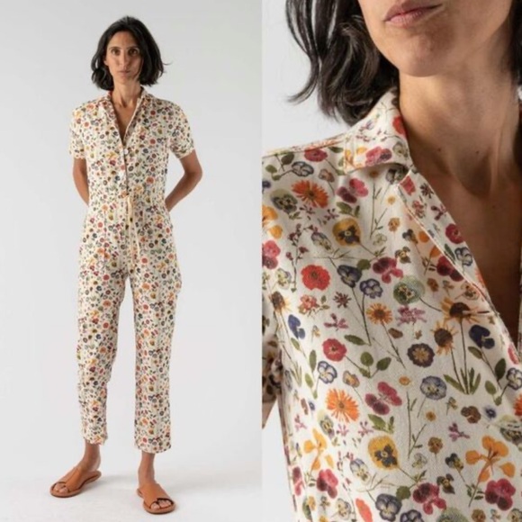 Rachel Antonoff Pants - Rachel Antonoff Matthew Pressed Flowers Button Up Jumpsuit L